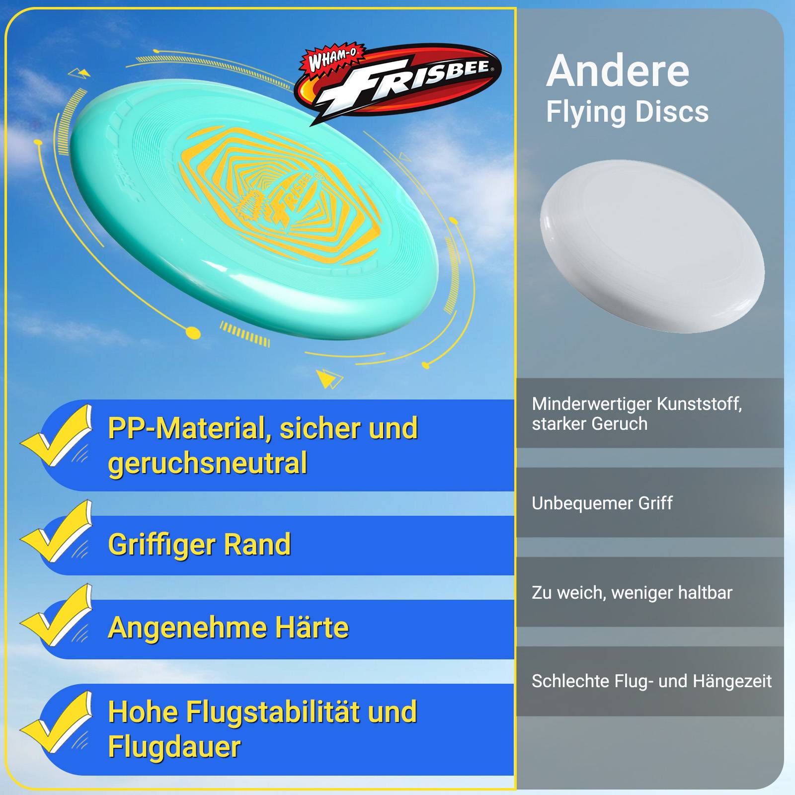 Wham-O Frisbee Go 6er Pack Flugscheibe ab 5 Jahren, 22.86 cm - 70g