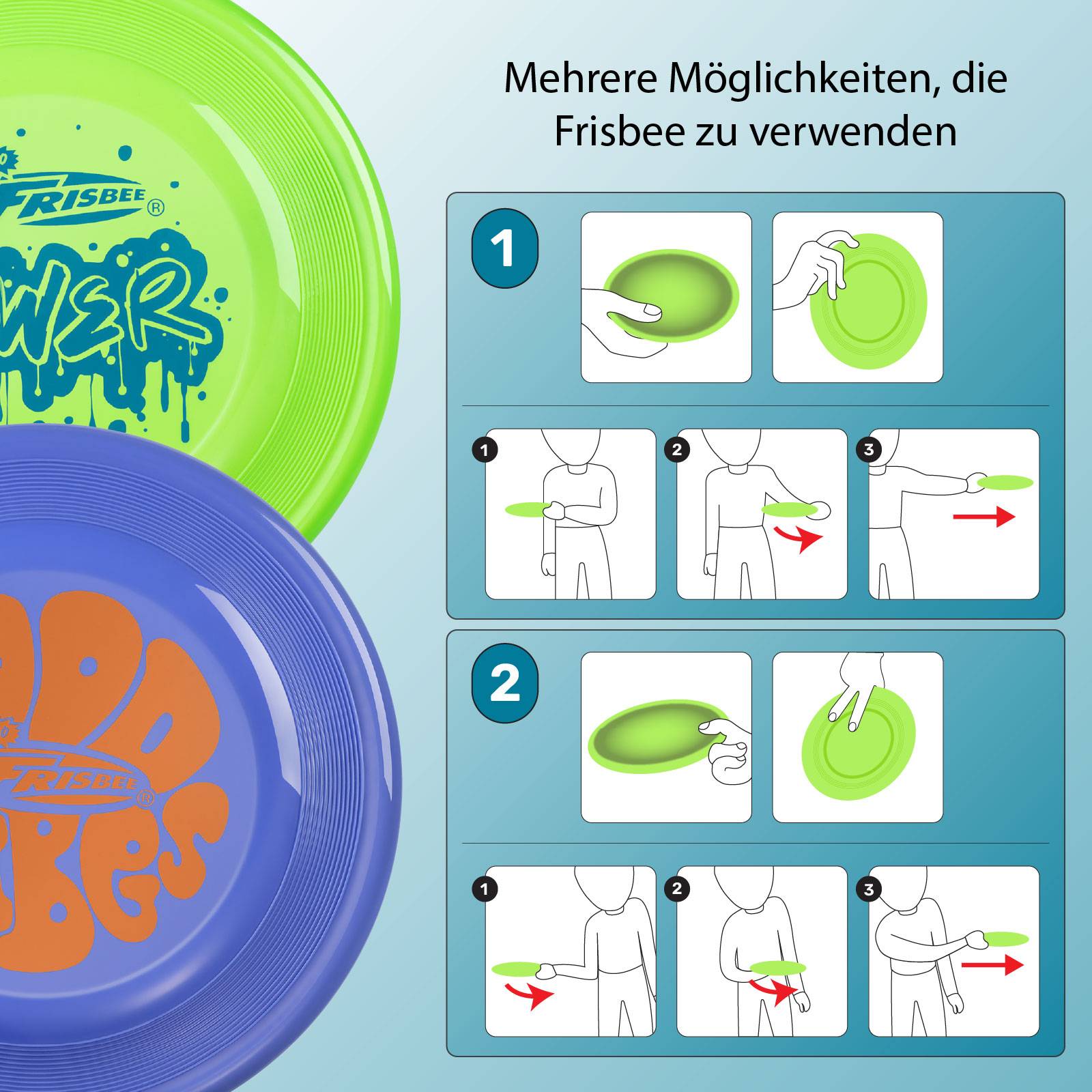 Wham-O Frisbee 2er Pack Flugscheibe, 23.75 cm 100g für Kinder ab 5 Jahren