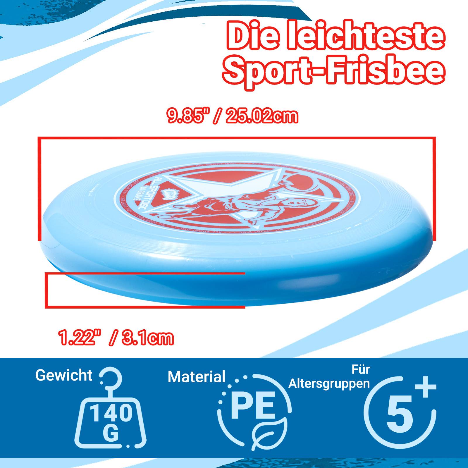 Wham-O Frisbee All Sport 140g Flugscheibe, für Outdoor Aktivitäten -2 Pack