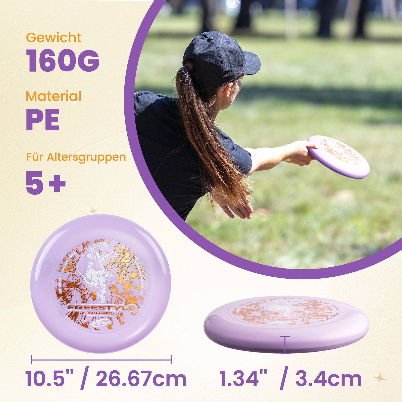 Wham-O Frisbee Freestyle 160g Flugscheibe, für Outdoor Spaß -1 Pack