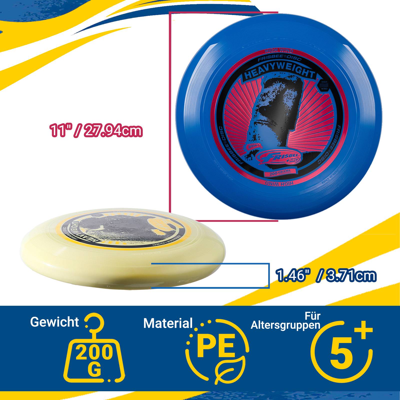 Wham-O Frisbee Heavyweight 200g Flying Disc, für Outdoor-Aktivitäten -2 Pack