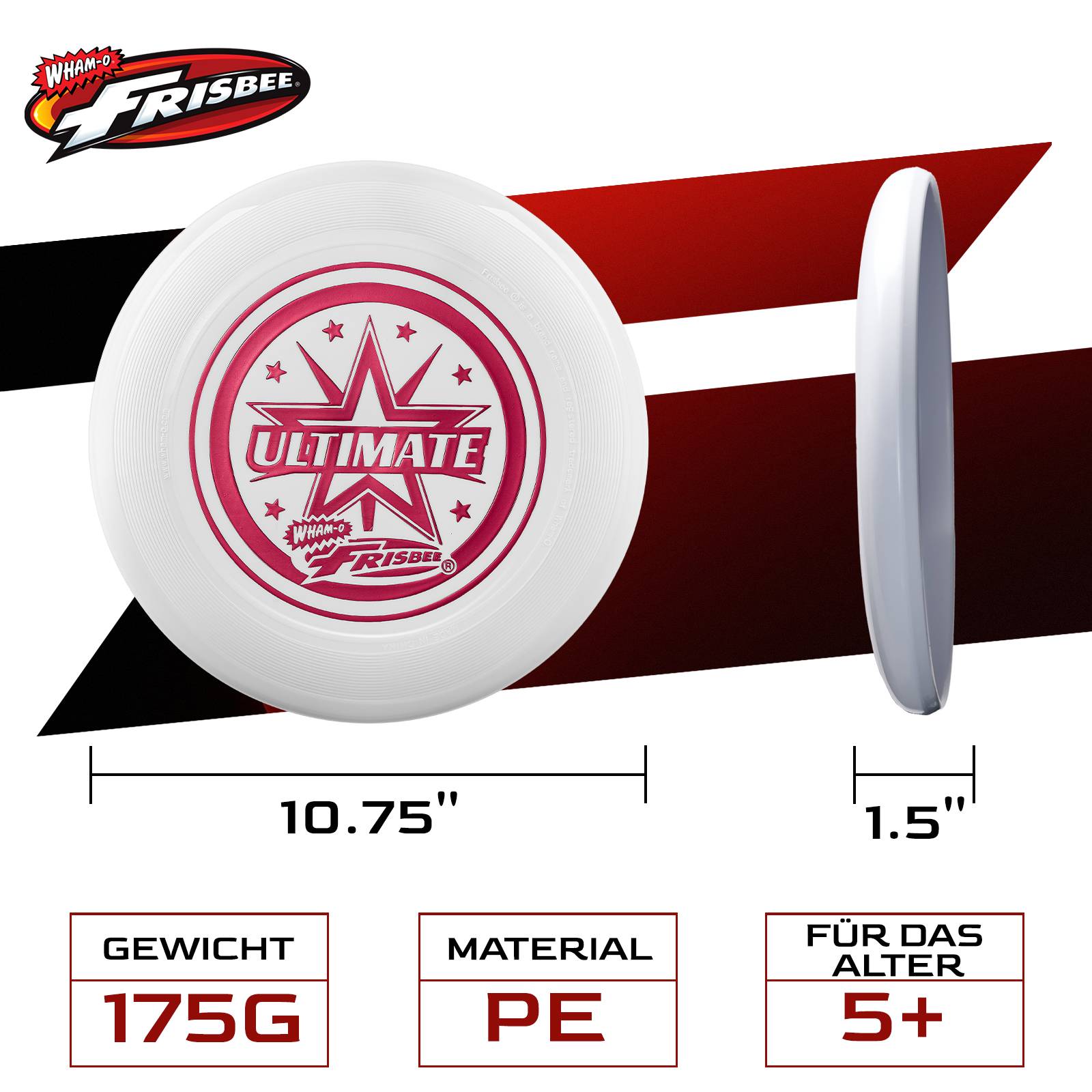 Wham-O Frisbee Ultimate 175g Trainingsscheibe für Wettbewerb -1 Pack