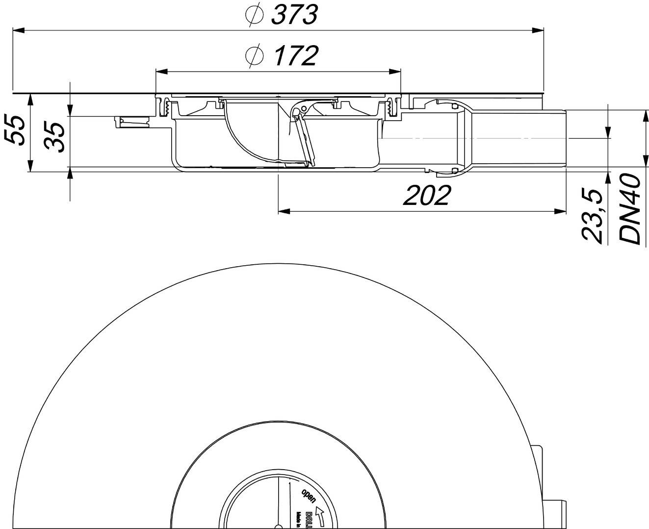 Dallmer Ablaufgehäuse DallDrain Plan, DN 40