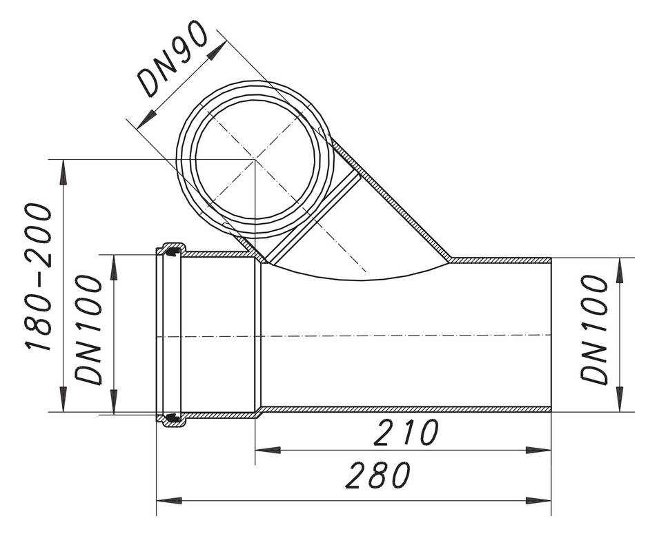 Dallmer Wand-WC ReihenAnschluss 899 DN 80/100/100