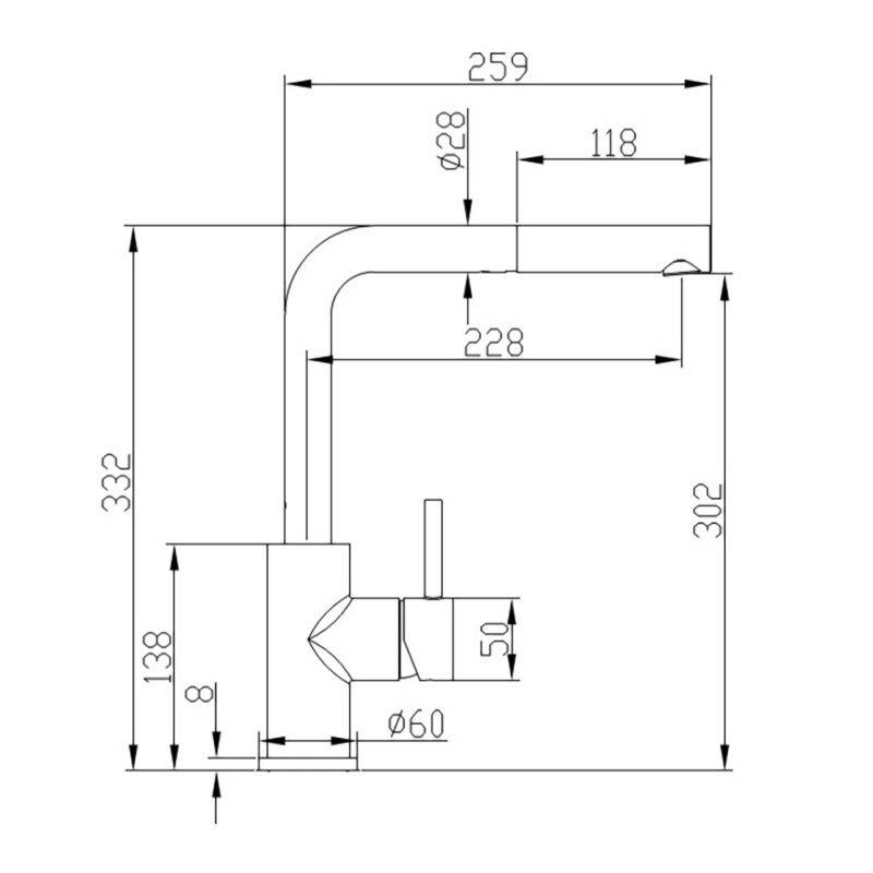 Beitz & Walz AqvaKitchen Spültisch-Ehm. m. Geschirrbrause chrom seitl. Hebel