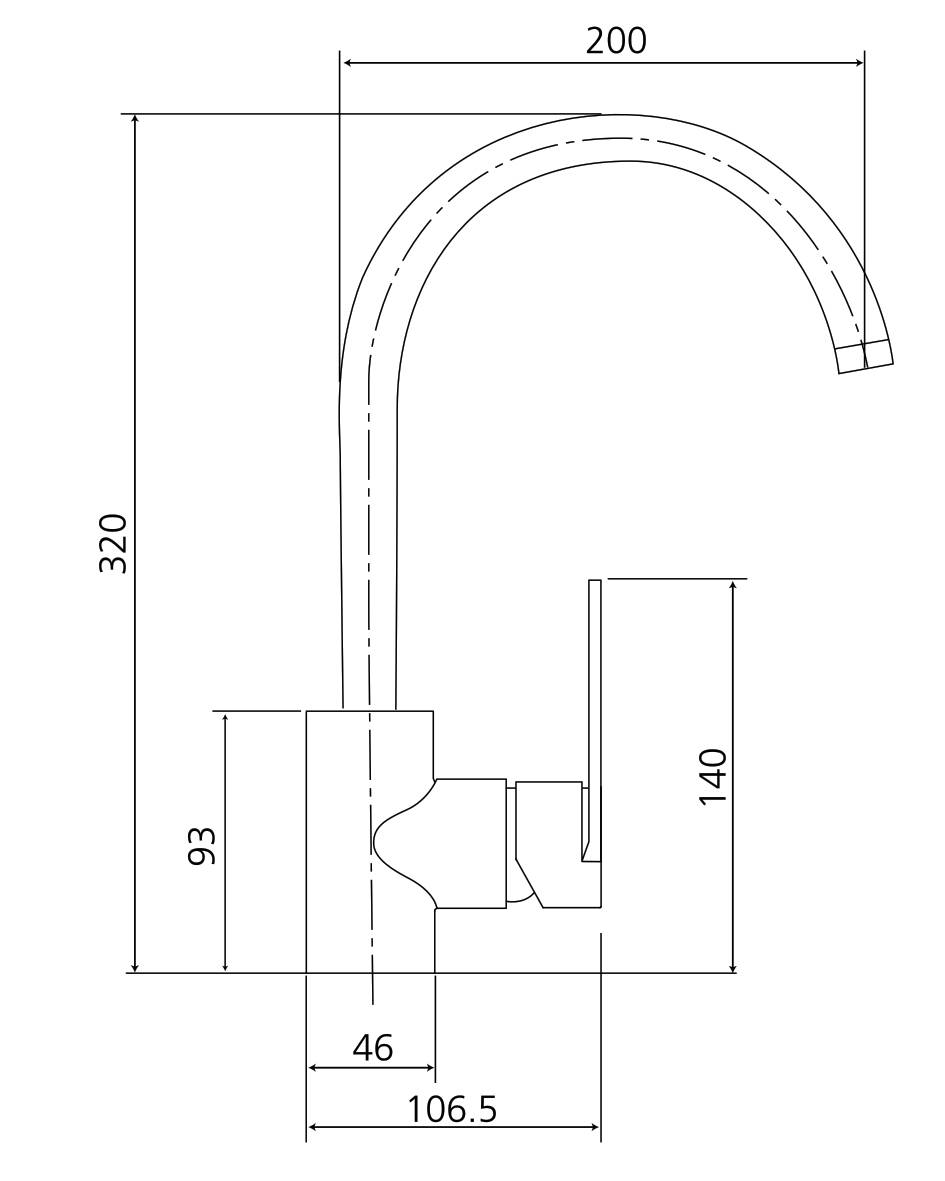Beitz & Walz AQVAPLUS Spültisch-Ehm. ND Hebel seitlich chrom