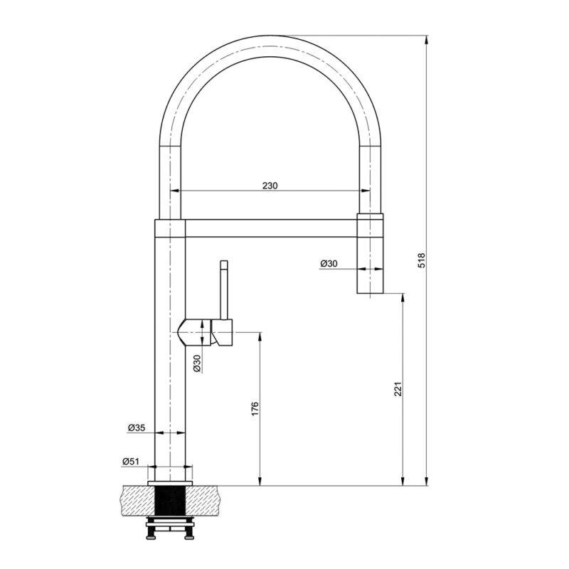 Beitz & Walz AqvaKitchen Spültisch-Ehm. m. Geschirrbrause Edelstahl gebürstet, seitl. Hebel