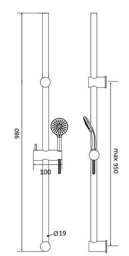 Beitz & Walz AQVABASIC II Renovierset 95cm 5-strahlig chrom