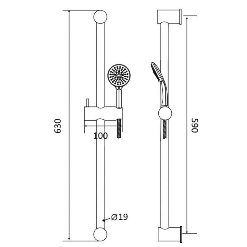 Beitz & Walz AqvaBasic III Brauseset 60 cm 3-strahlig