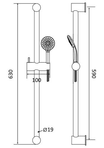 Beitz & Walz AQVABASIC III Brauseset 60cm 3-strahlig chrom