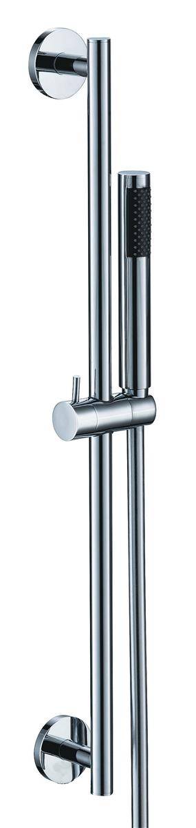 Chrom-Wandmontage-Duschstange mit verstellbarem Handbrausenhalter und runden Montageklammern