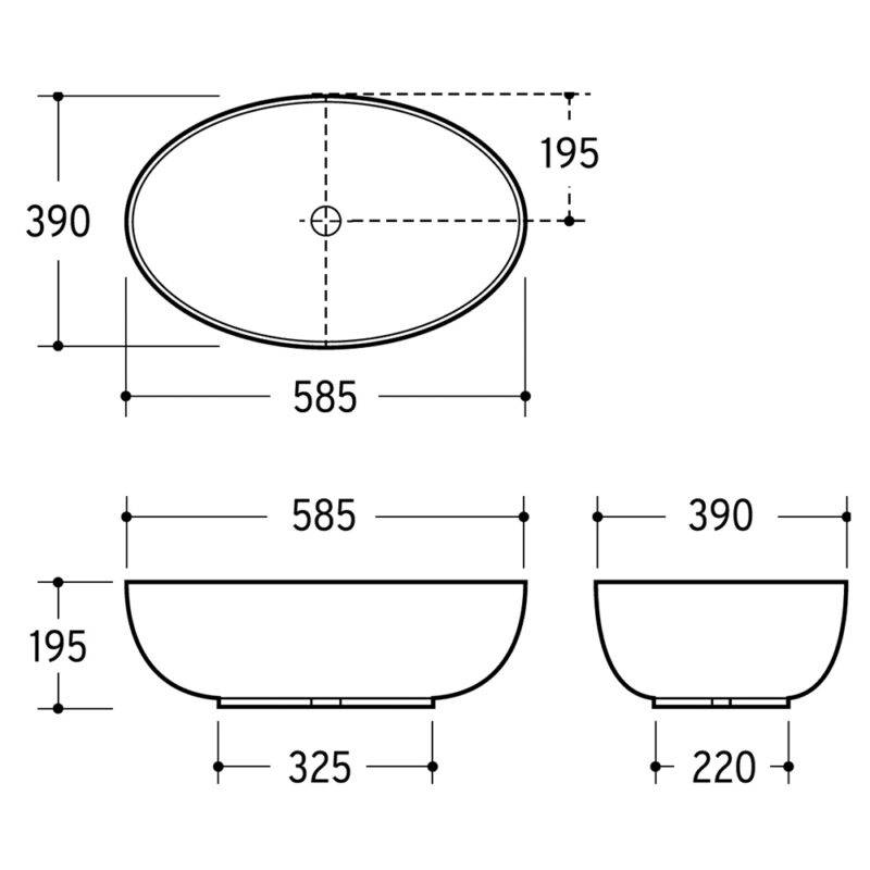 Beitz & Walz AqvaCeramica Aufsatzbecken 58 cm weiß