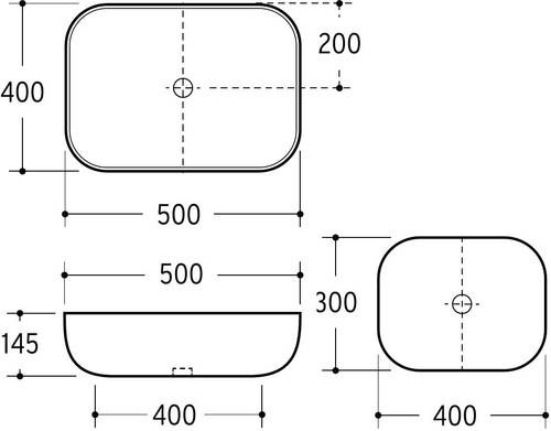 Beitz & Walz AqvaCeramica Aufsatzbecken "SlimRim" 500 x 400 mm weiß---