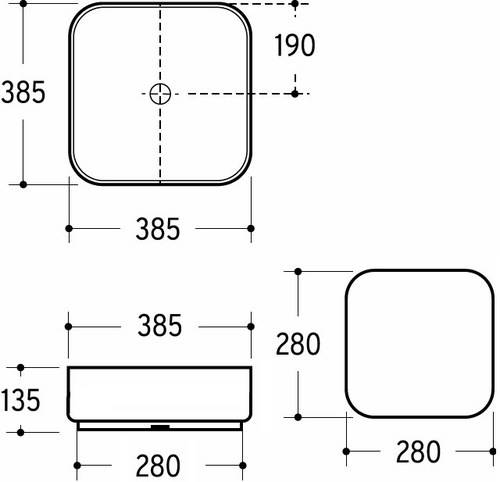 Beitz & Walz AqvaCeramica Aufsatzbecken "SlimRim" 385 x 385 mm weiß-