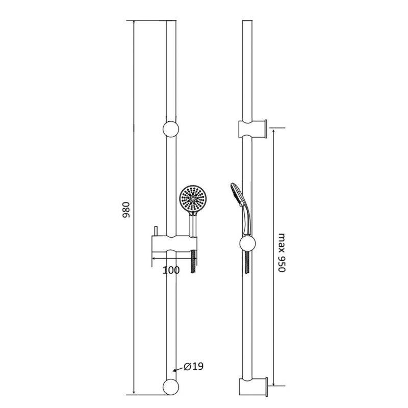 Beitz & Walz AqvaBasic III Brauseset 95 cm 3-strahlig
