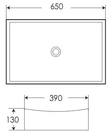 Beitz & Walz AqvaCeramica Aufsatzbecken eckig 650 x 390 mm weiß