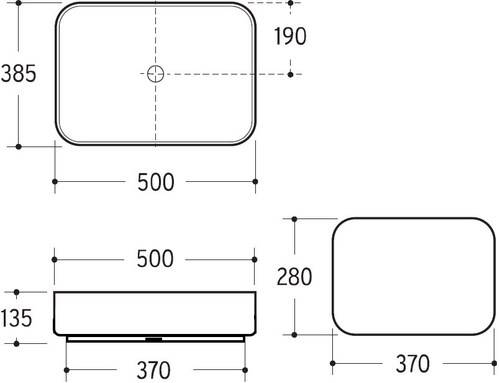 Beitz & Walz AqvaCeramica Aufsatzbecken "SlimRim" 500 x 385 mm weiß--