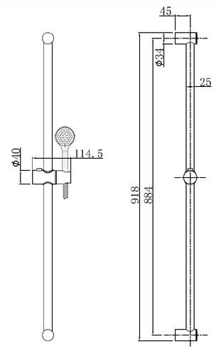 Beitz & Walz AQVABASIC II Brauseset 90cm 1-strahlig chrom