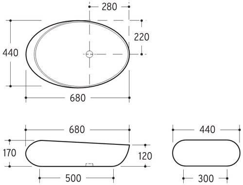 Beitz & Walz AqvaCeramica Aufsatzbecken 690 x 435 mm weiß