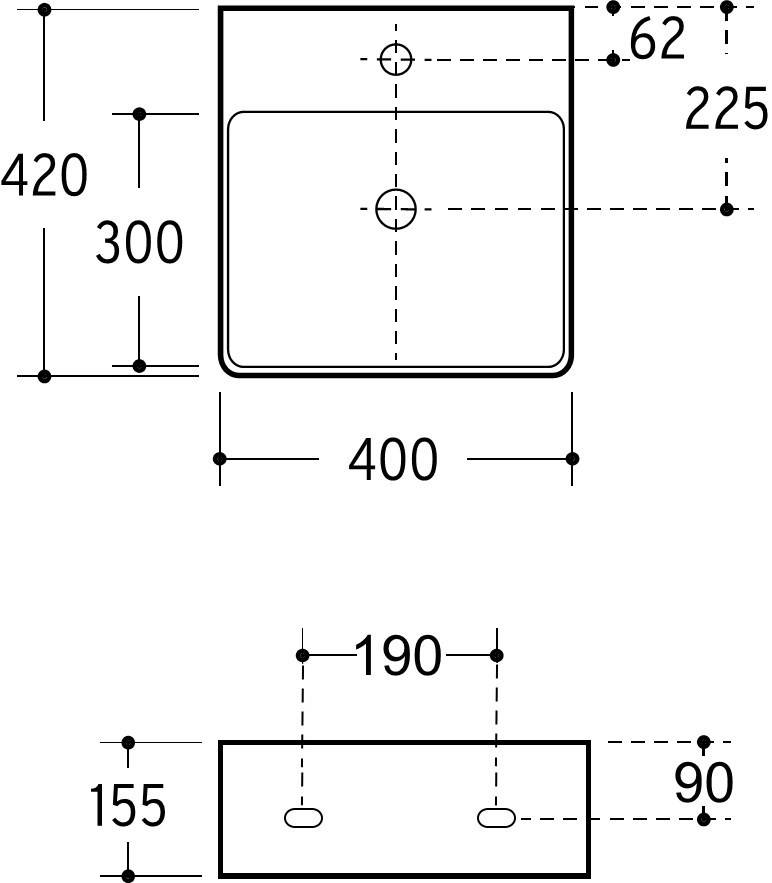 Beitz & Walz AqvaCeramica Aufsatzbecken "SlimRim" 423 x 405 mm weiß