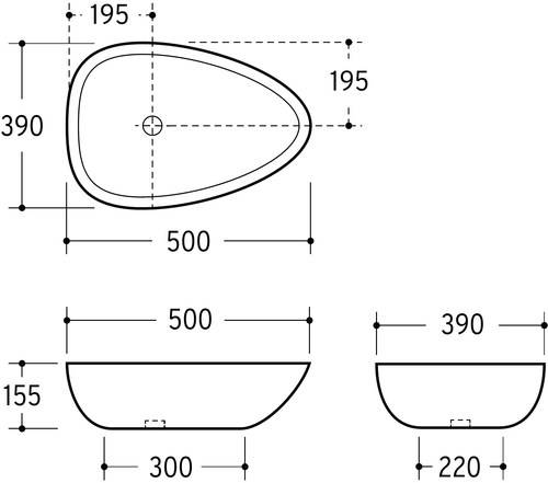 Beitz & Walz AqvaCeramica Aufsatzbecken 500 x 390 mm weiß