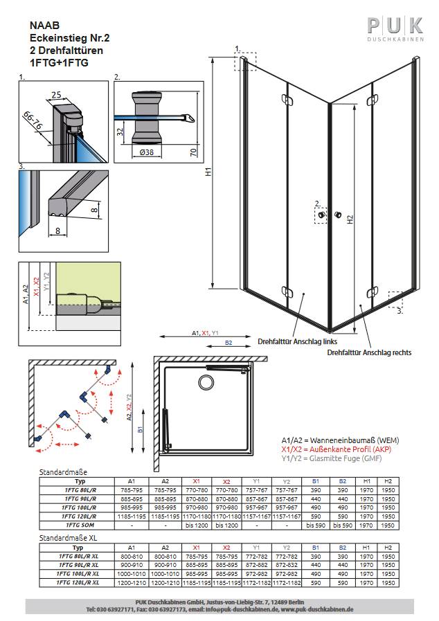 PUK Naab Eckeinstieg Nr. 2 / Drehfalttür 1200 / Anschlag rechts