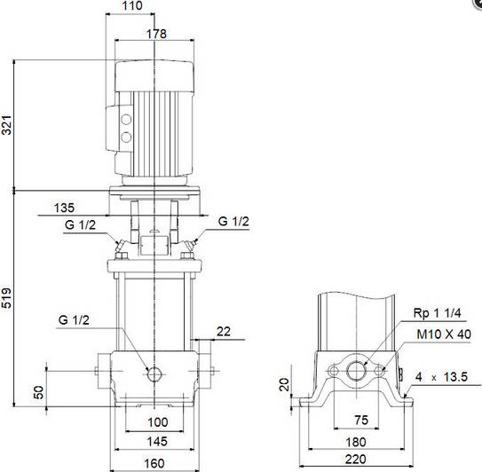 Grundfos Vertikale Kreiselpumpe CR5-8 A-A-A-E-HQQE 400V 1,1kW