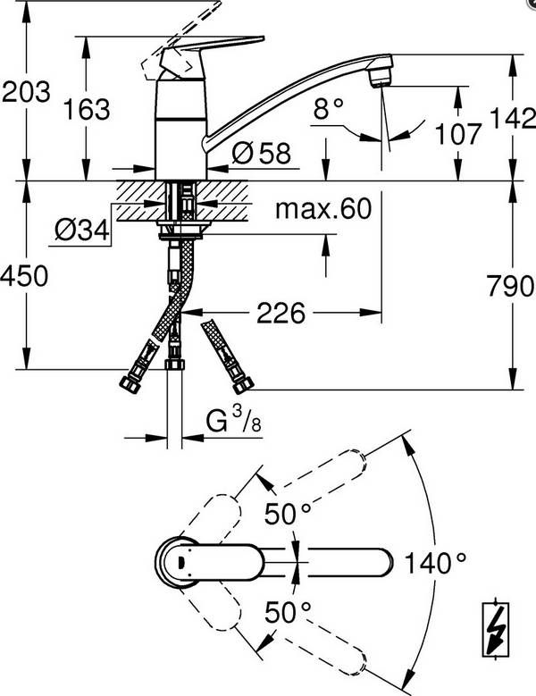 Grohe EHM Spültisch Eurosmart C ND mit schwenkbarem Rohrauslauf VC