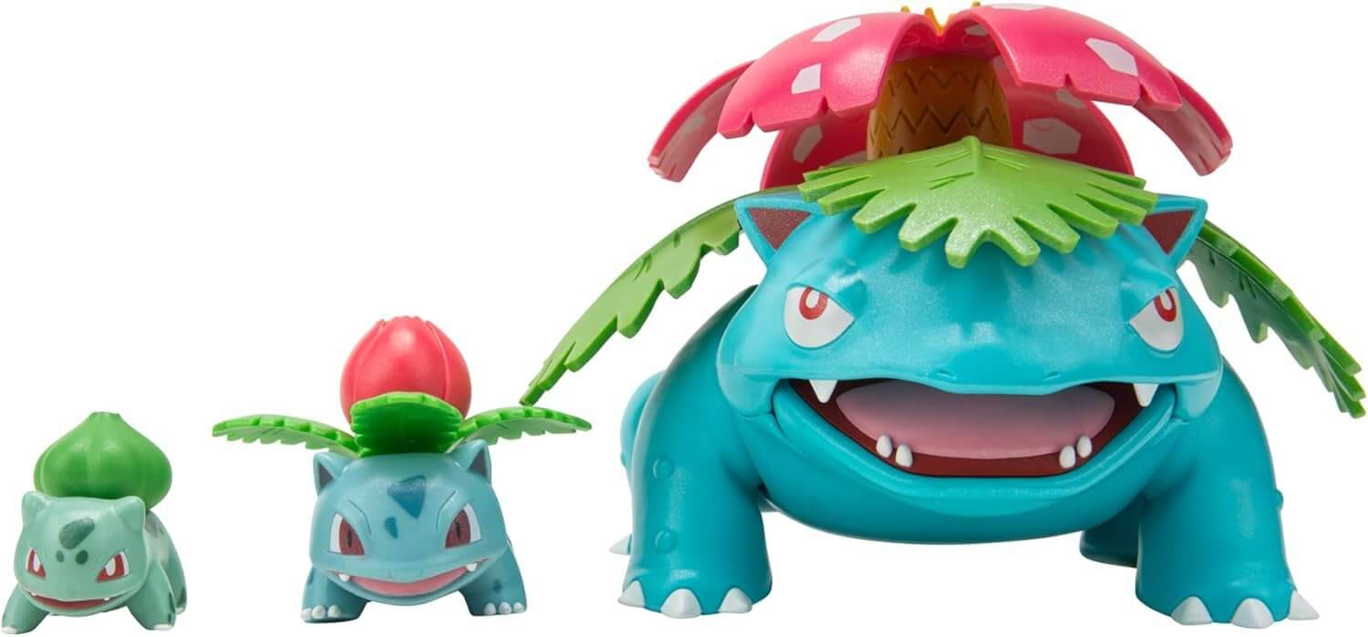 Jazwares PKW2775 - Pokemon Select Evolution 3er-Pack - Bisasam, Bisaknosp, Bisaflor
