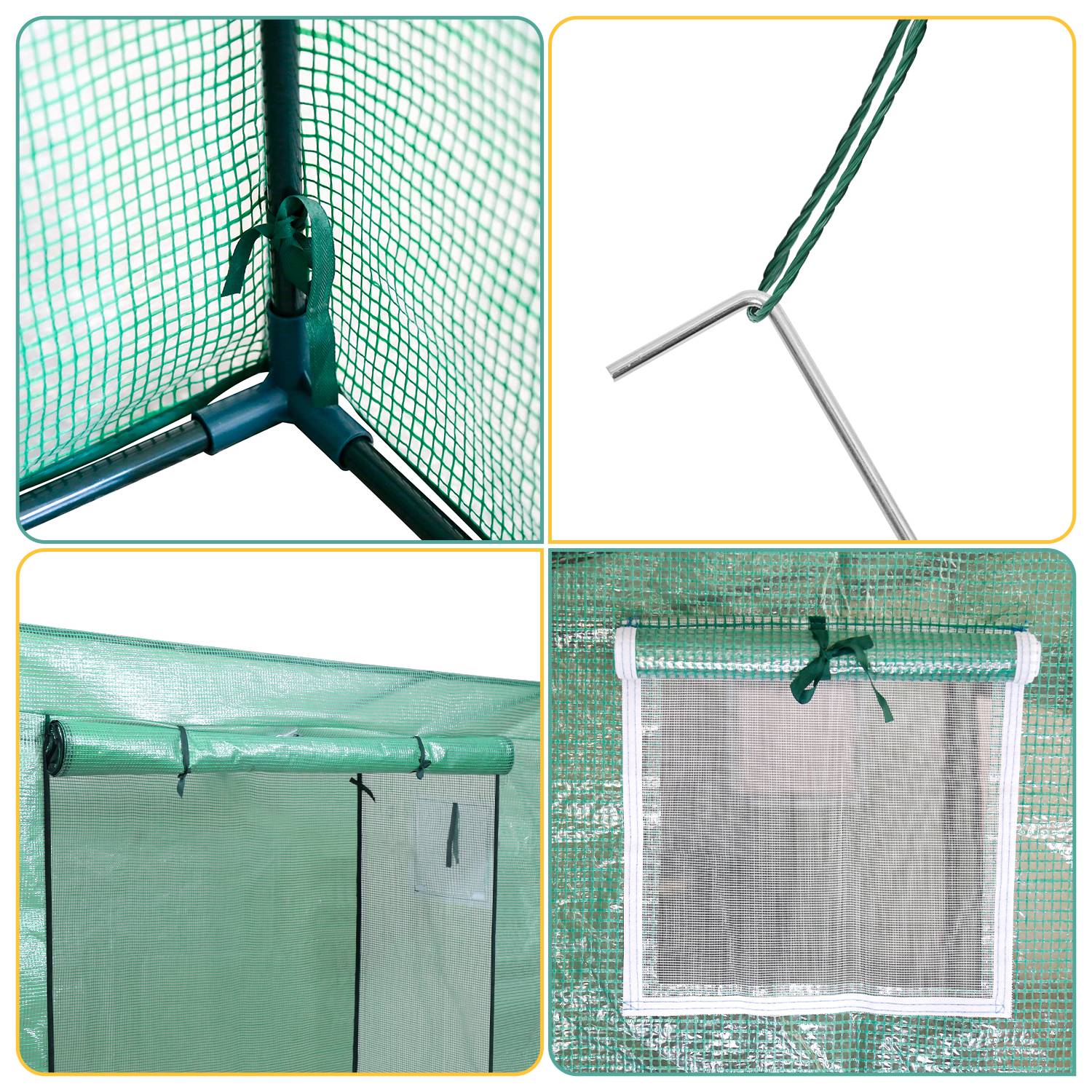 Foliengewächshaus 140 g/m2, PE halbtransparent, wasserdicht wetterfest,grün, 200x80x150/169cm