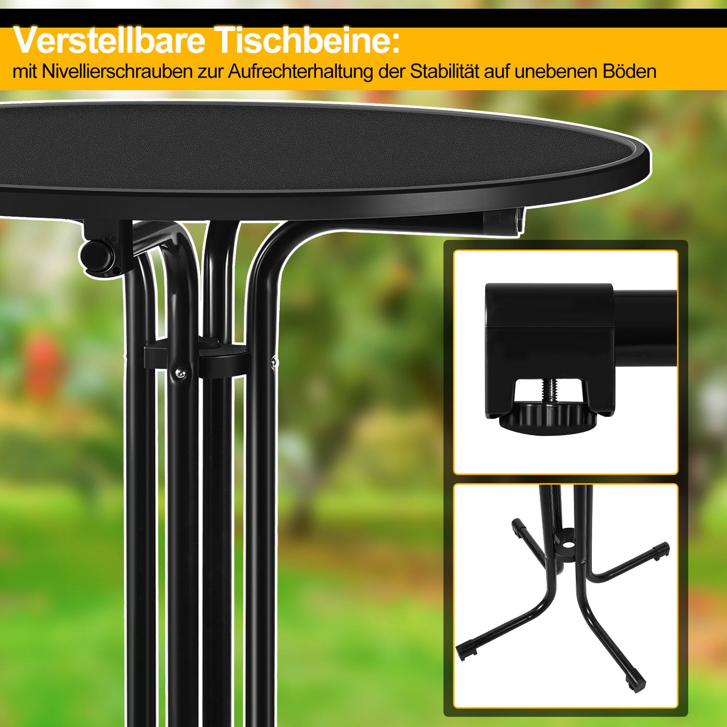 Stehtisch Bistrotisch Metall Garten Tisch Ø 80 cm Klappbar Bartisch Schwarz inkl. Husse
