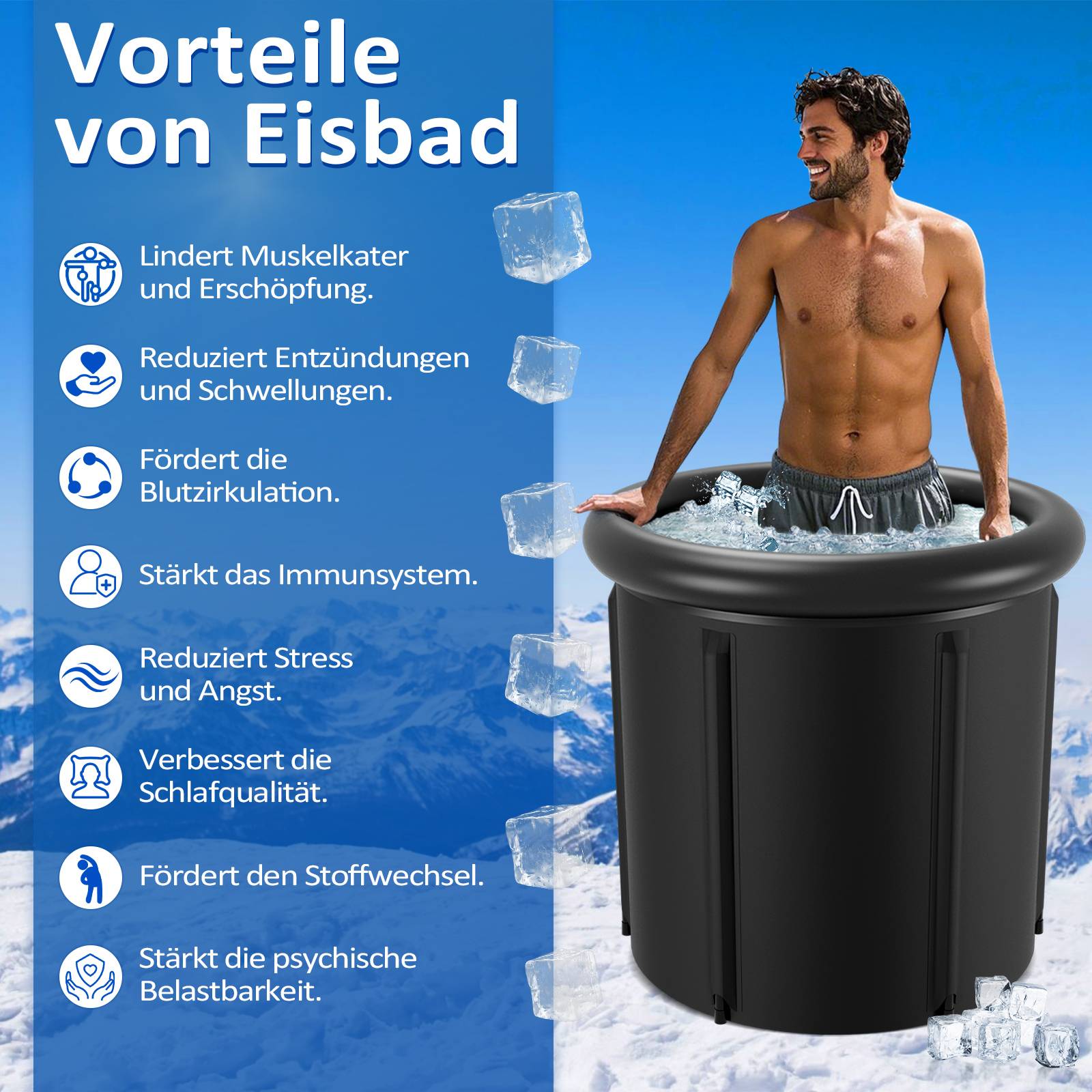 Eisbad Eisfass Badefass Cold Plunge zum Eisbaden 80 x 78 cm