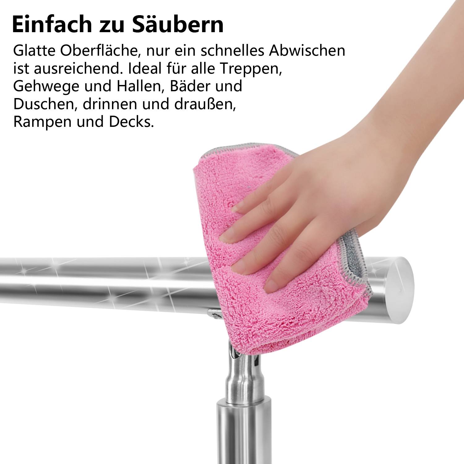Geländer Edelstahl Handlauf Treppengeländer Für Innen Außen Balkongeländer Treppenhaus Brüstung 120cm 5 Querstäbe