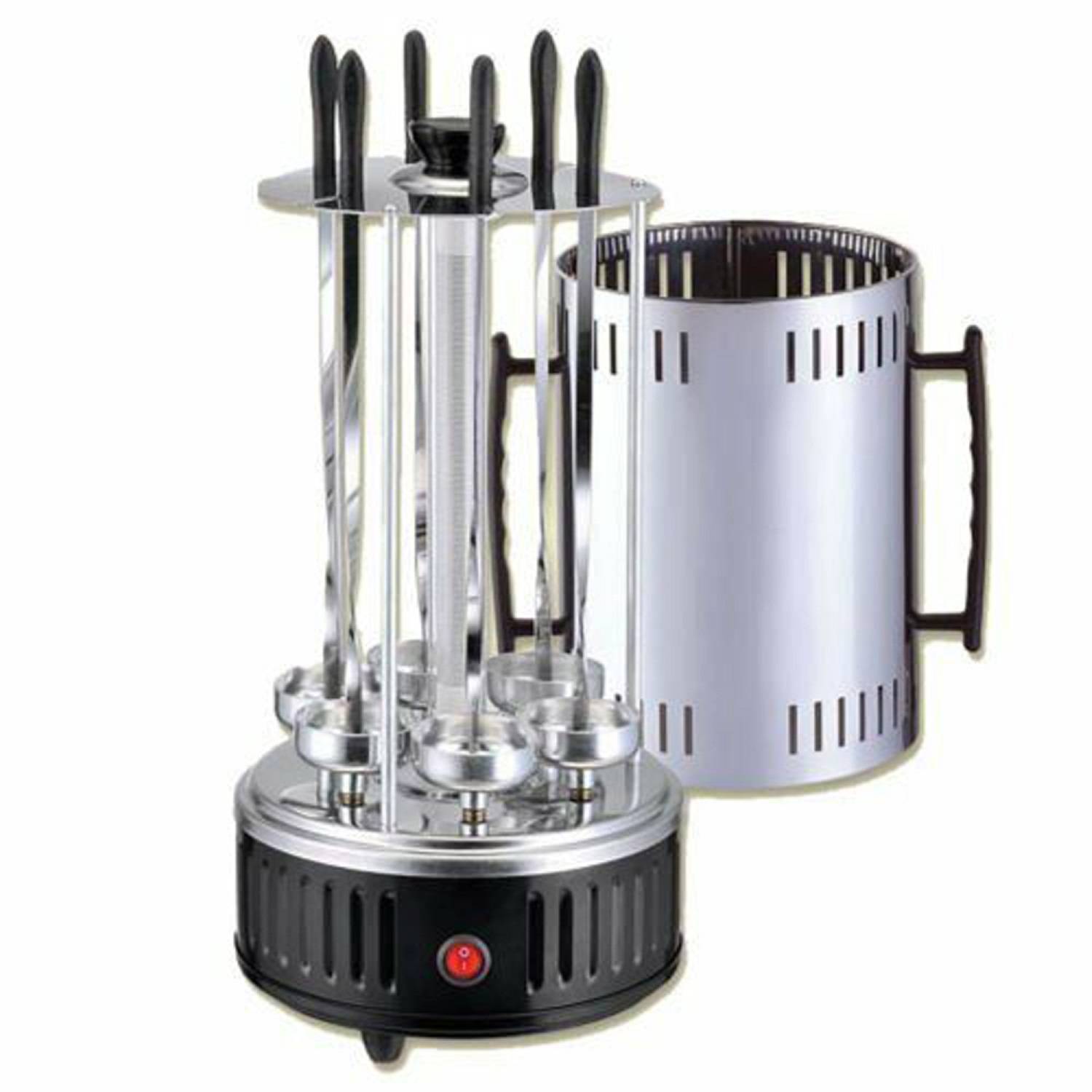 Elektrogrill Dönergrill elektrischer Edelstahlgrill für Schaschlik mit 6 Spießen