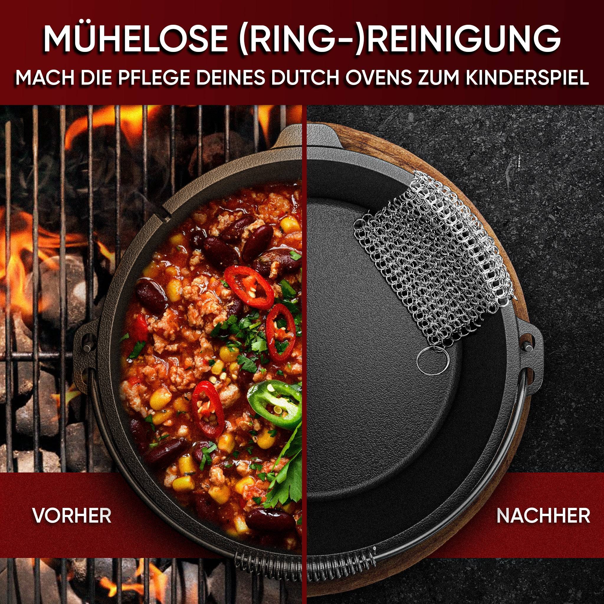 Gusskönig Edelstahl Ringreiniger XL 20x20 cm zum Reinigen von Gusseisen