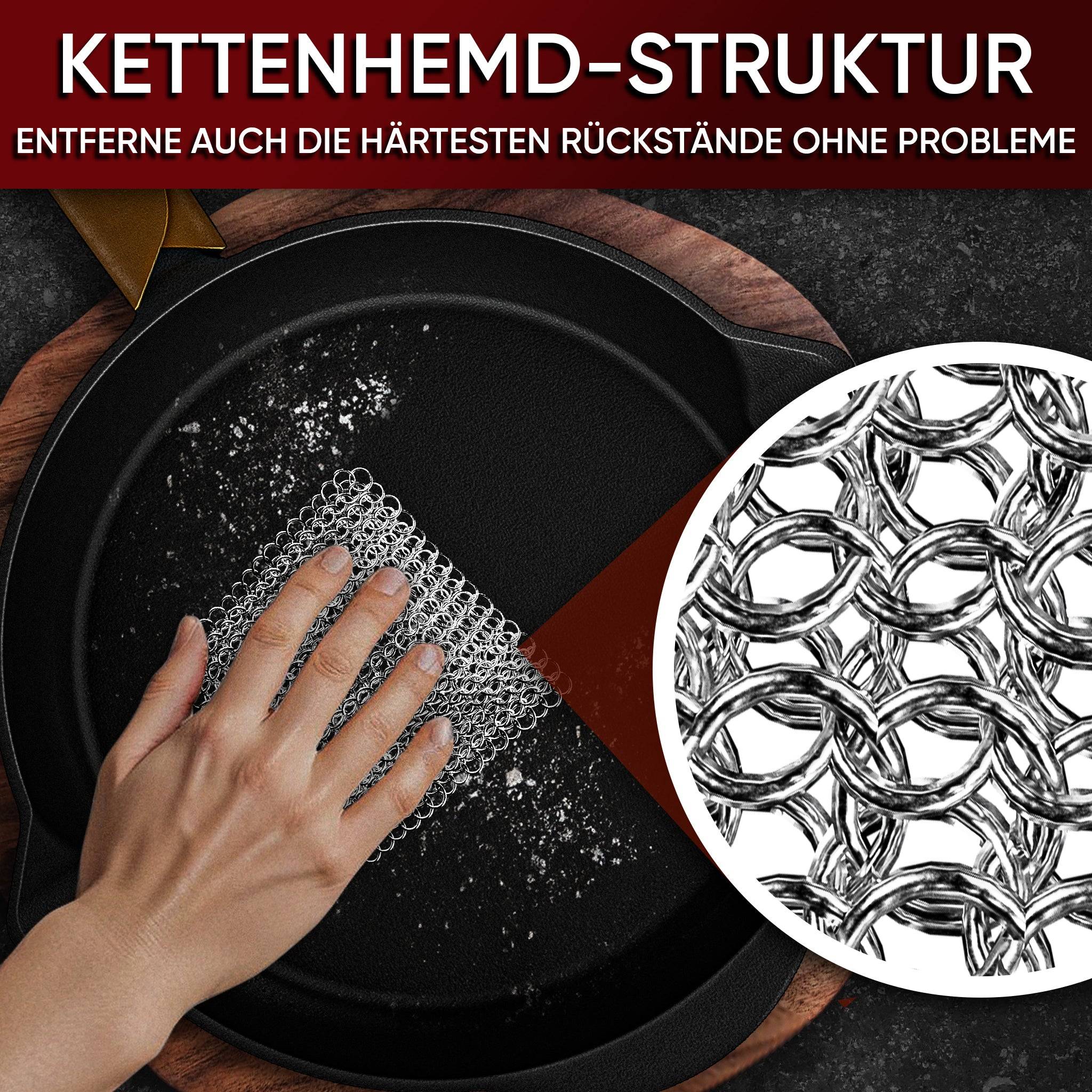 Gusskönig Edelstahl Ringreiniger XL 20x20 cm zum Reinigen von Gusseisen