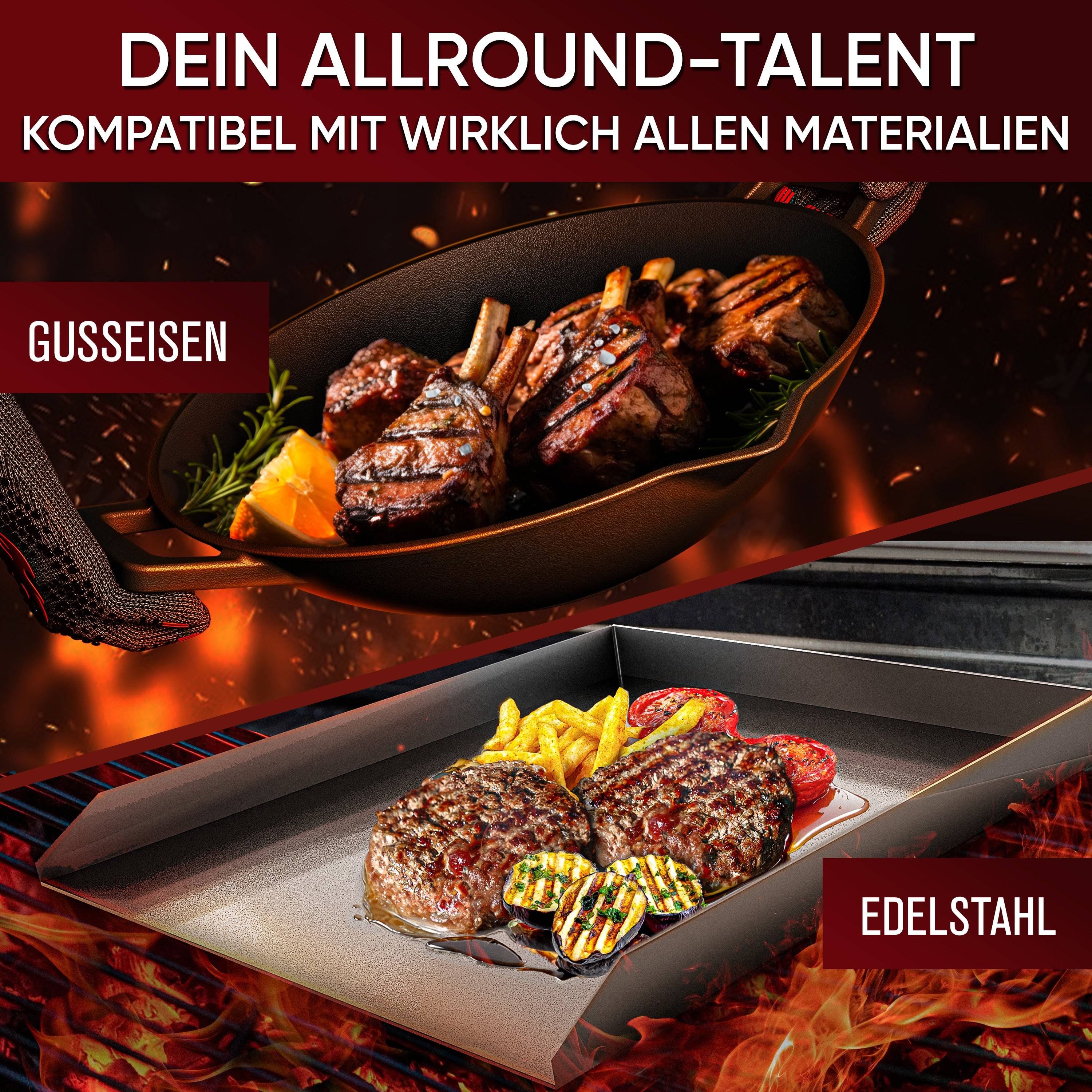 GUSSKÖNIG Edelstahl Ringreiniger XL 20x20 cm zum Reinigen von Gusseisen