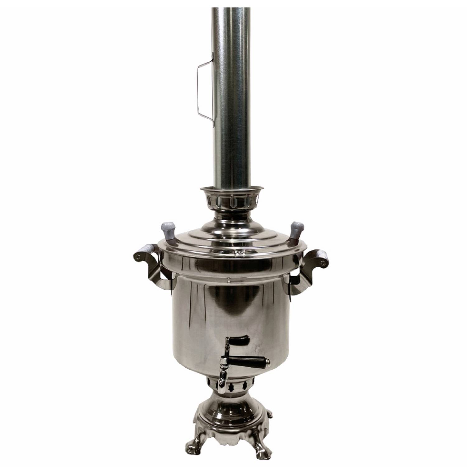 Holzkohle Samowar Edelstahl 5L mit Rauchrohr Teemaschine