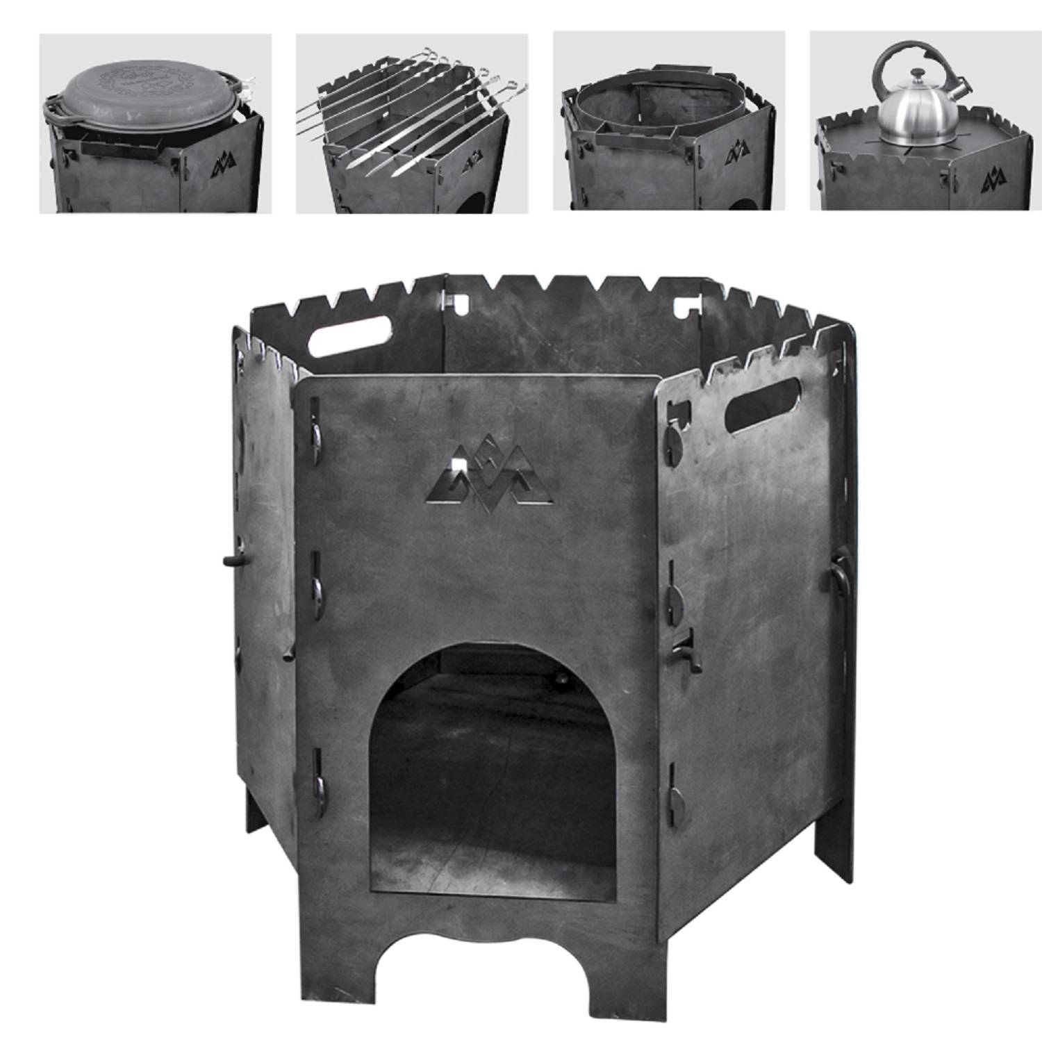 Utschak Outdoorkamin Feuerofen Feuerstelle Campingkocher mit Tragetasche für Kessel 8-16 L