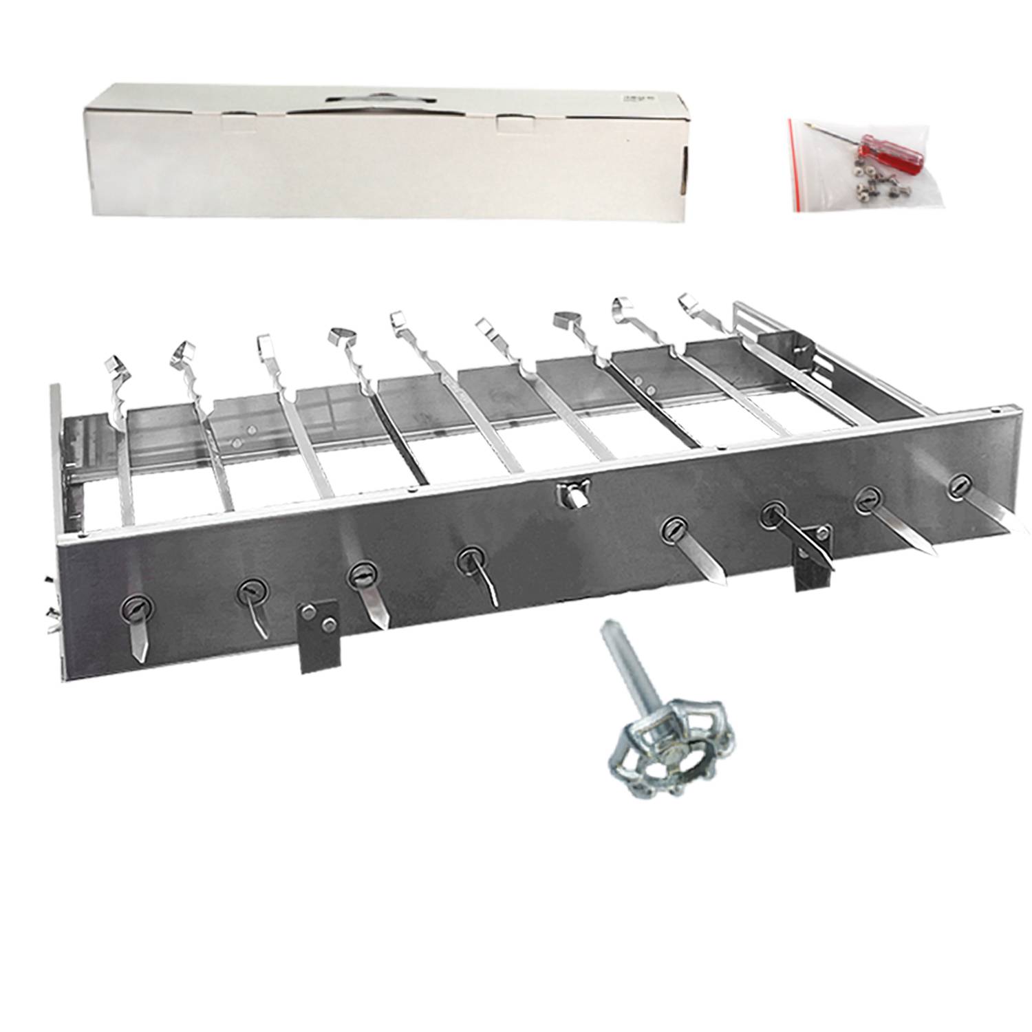 Mangal Set mit 9er Drehspieß 230V Motor 10 Spieße Schaschlikgrill mit Drehmotor