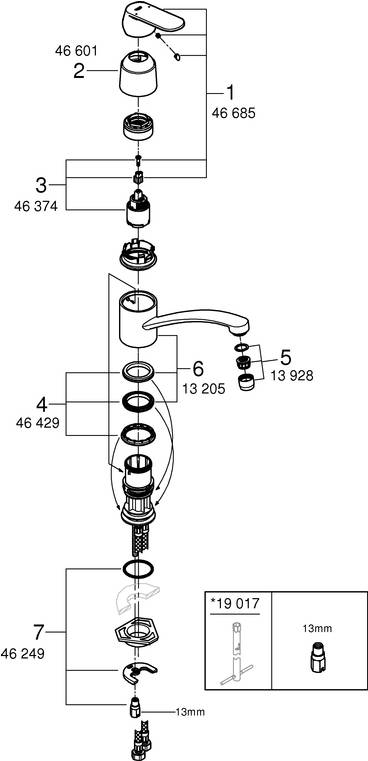 Grohe EHM Spültisch Eurosmart C mit schwenkbarem Rohrauslauf verchromt
