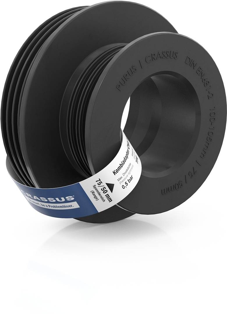 Adaptateur combiné Crassus étanche à la pression 0,5 bar 100/105 - 75/50mm largeur de serrage
