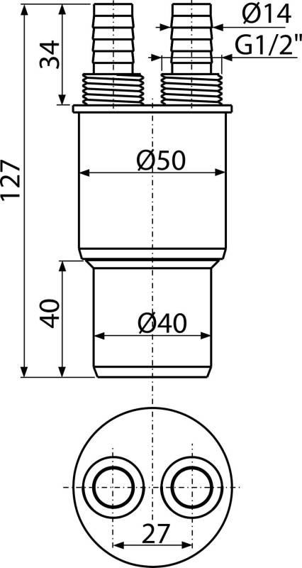 Alcadrain HT Anschluss-Reduktion 40/50 × G1/2"