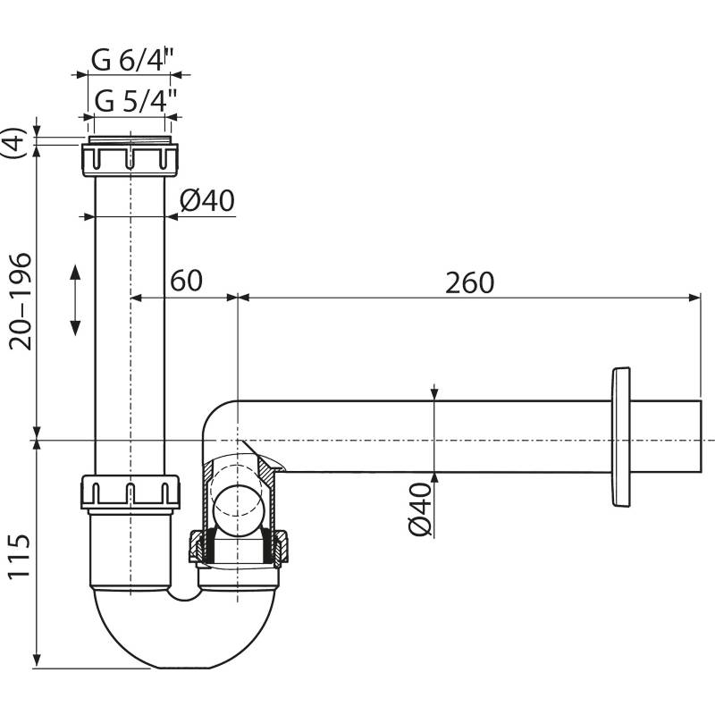 Alcadrain siphon pour condensat s'écoulant DN40