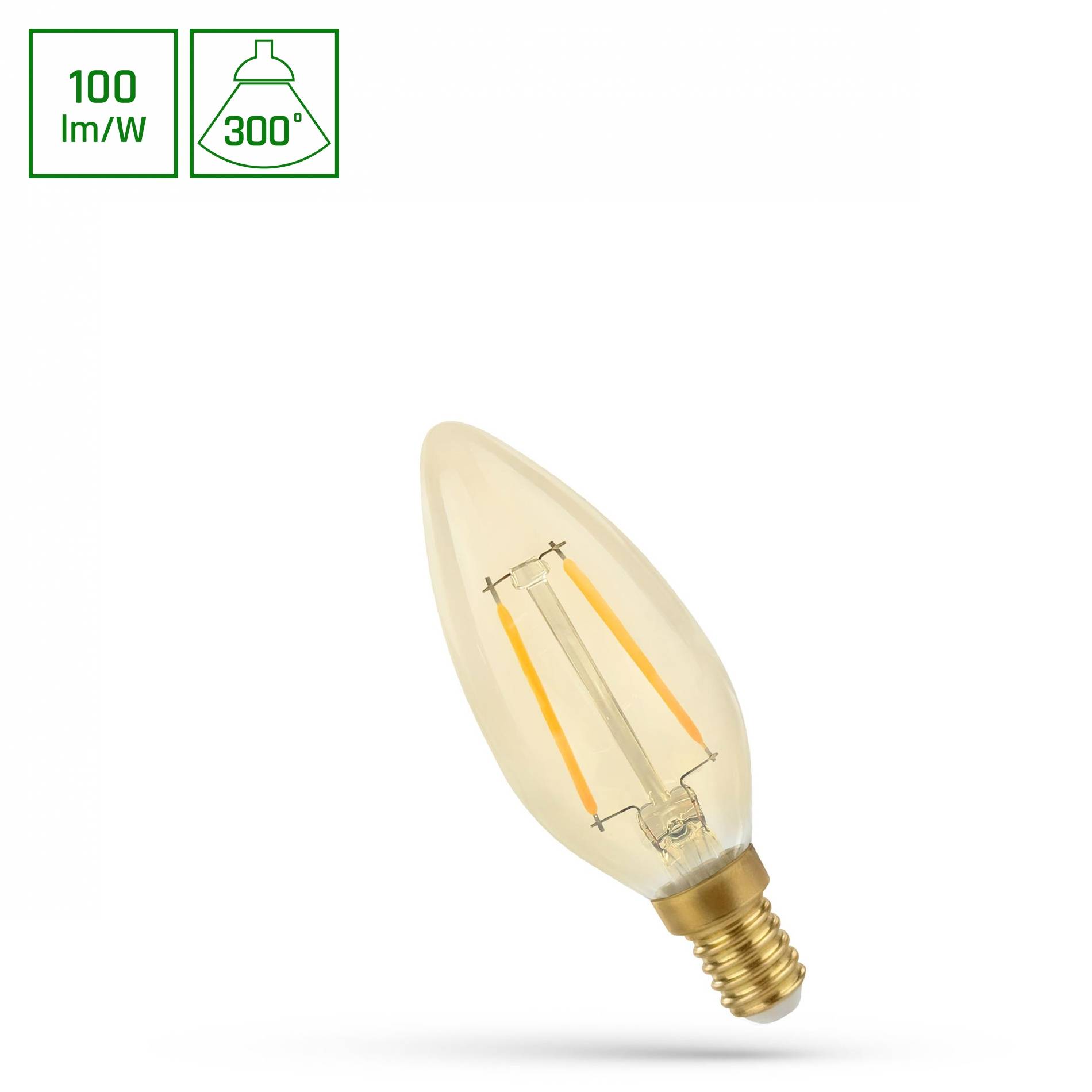 Spectrum LED E14 C35 Retroshine 5W Filament klar 490lm Kerzenform 200° 230V Warmweiß 2400K