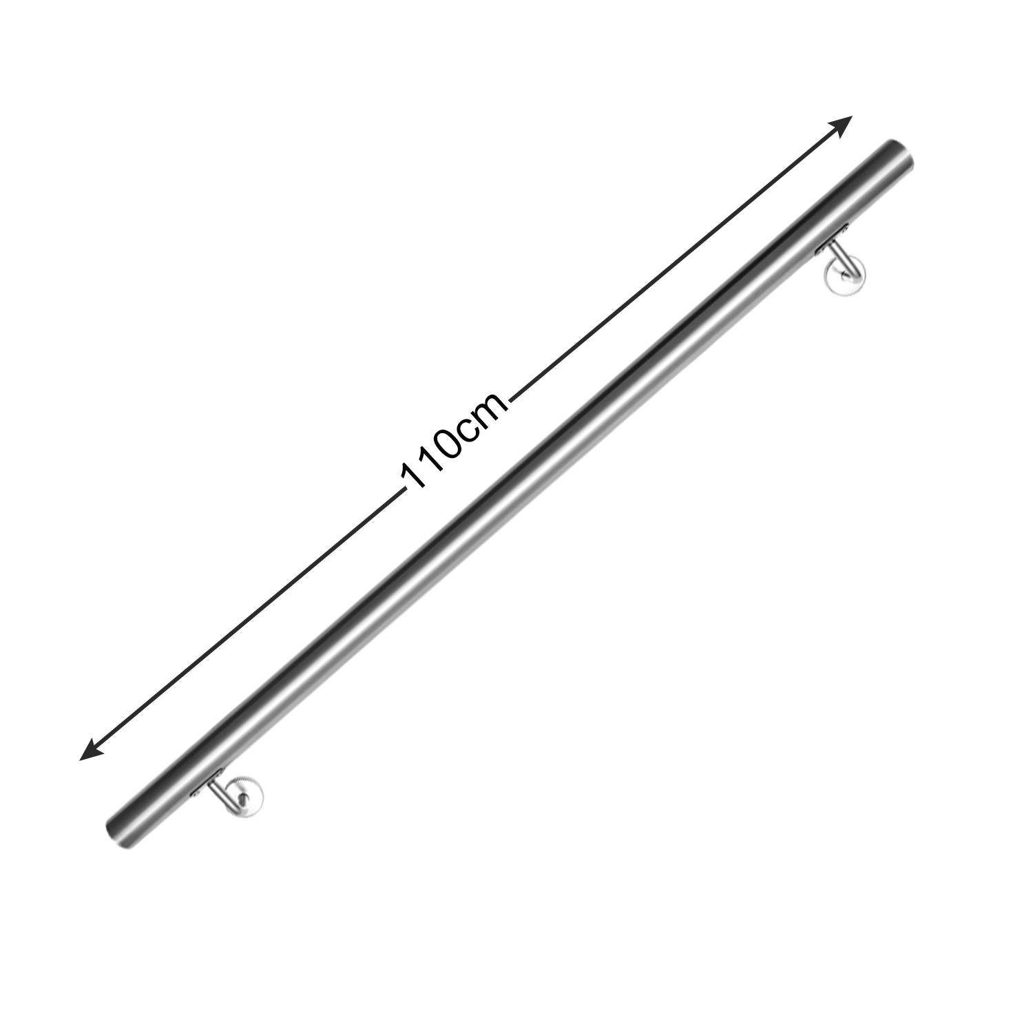 Edelstahl Handlauf Geländer Treppengeländer 110 cm Montagematerial Wandhandlauf Wandhalterung Innen &Außen Geländer