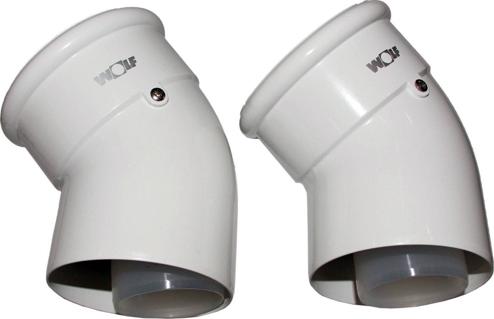 Wolf Luft-/Abgasrohrbogen weiß, steckbar Set = 2 Stk, 45°, DN60/100