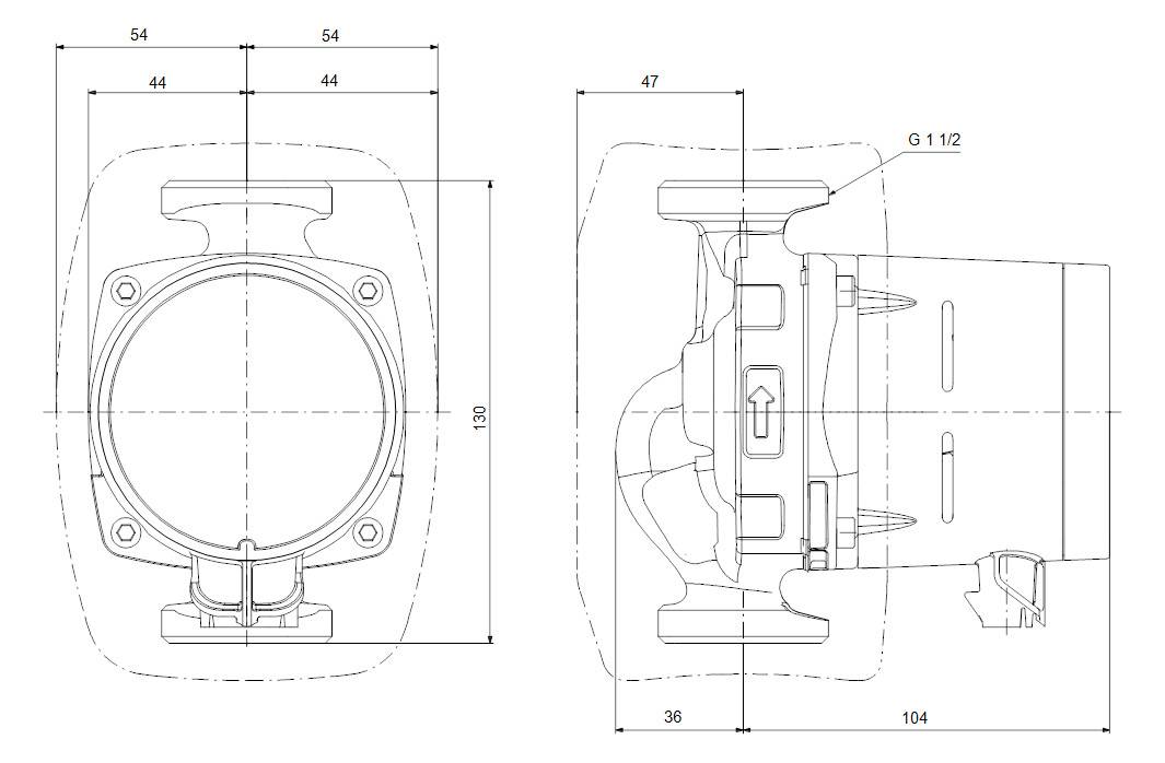 Grundfos Heizungspumpe ALPHA2 Länge 130mm 25-60 1x230V G1 1/2 HWM