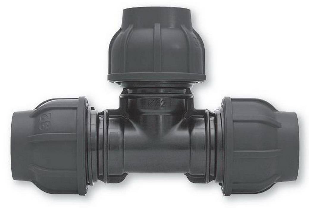 Gebo Plast T-Stück mit drei Seiten zum Klemmen, 63 x 63 x 63 mm