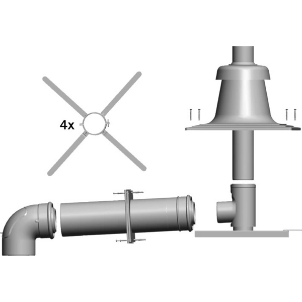 Wolf Anschluss-Set DN80/125 an Abgas- leitung f. Schachteinbau, raumluftunabh. Wolf Anschluss-Set DN80/125 an Abgas- leitung f. Schachteinbau, raumluftunabh.